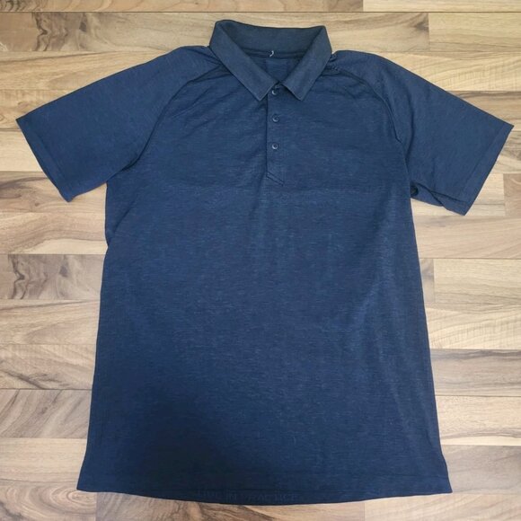 Lululemon Mens Metal Vent Tech Polo Short-Sleeve Shirt Navy Size Large Euc - Picture 2 of 10
